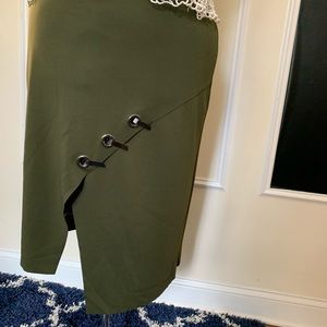 Neoprene Material Pencil Skirt w/split